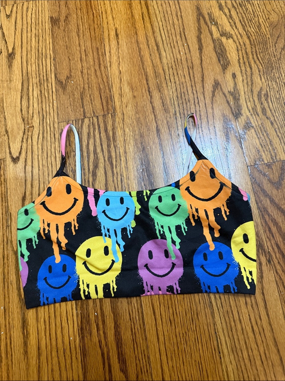 Rainbow Drip Smiley Sports Bra